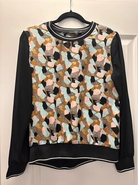 Patterned Shirt in Mint, Pink & Gold Accent